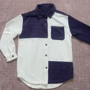 Forever 21 Girls Oversized Button Front Color Block Shirt